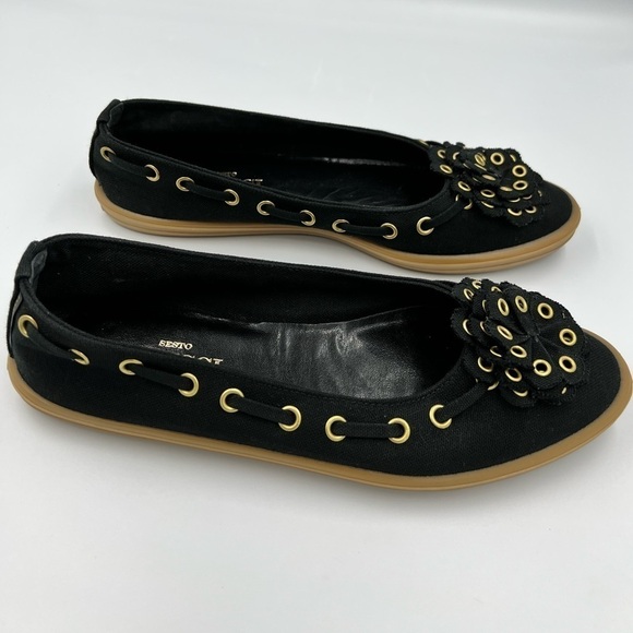 SESTO MEUCCI Black Floral Gold Ringlet Loafers - Picture 6 of 9